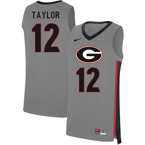 Men #12 Josh Taylor Georgia Bulldogs College Basketball Jerseys Sale-Gray - Click Image to Close